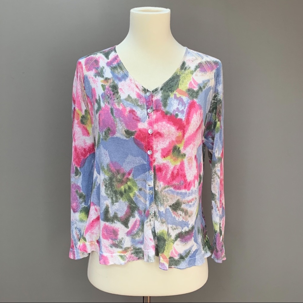 Anthropologie MOTH watercolor vintage cardigan sweater, M. - Picture 4 of 8